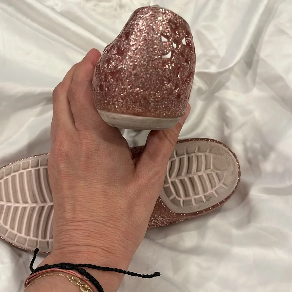 CROCS Kids Glitter Mary Jane Sandals - Rose Gold